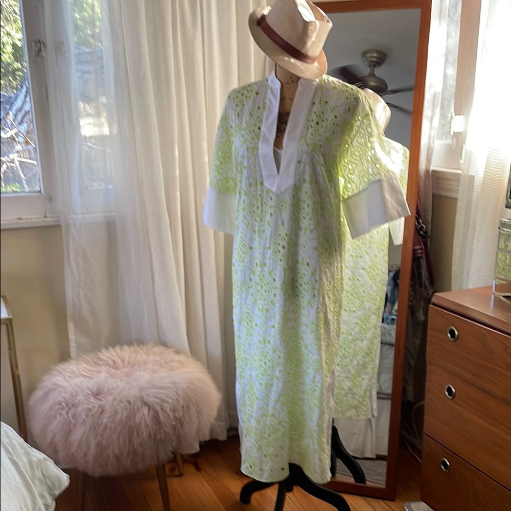 Trina Turk Lime Green and White Lace Dress